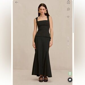 cult gaia gani black peplum corset boning suiting blouse top size 12 XL